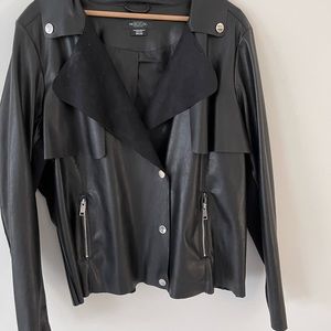 Vegan leather motorcycle jacket - feels like soft leather plus size